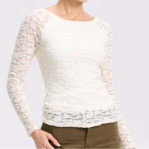 Universal Thread Long Sleeve Lined Lace Top Womens XL Cream Stretchy Fitted NWT